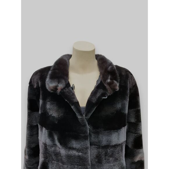 Vintage Black Brown Sheared Mink Reversible Jacket -Medium/Large - Picture 14 of 16